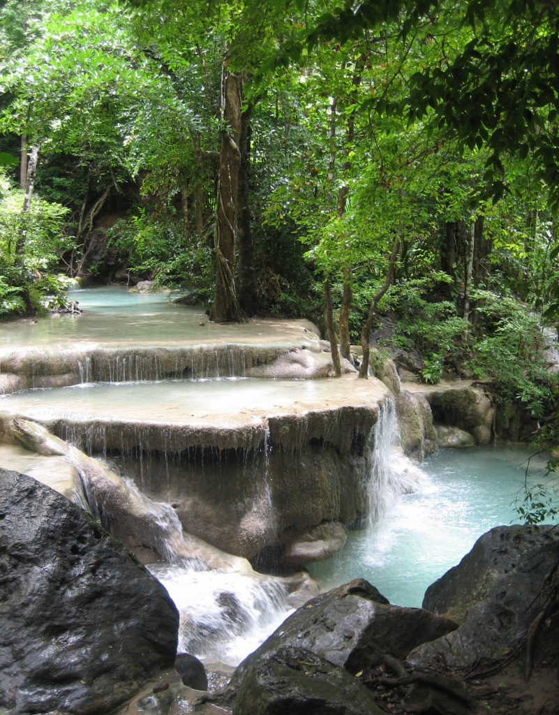 Erawan Waterfalls, Thailand jigsaw puzzle in Waterfalls puzzles on TheJigsawPuzzles.com