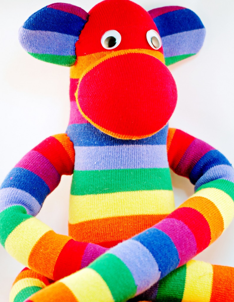 Rainbow Sock Monkey jigsaw puzzle in Handmade puzzles on TheJigsawPuzzles.com