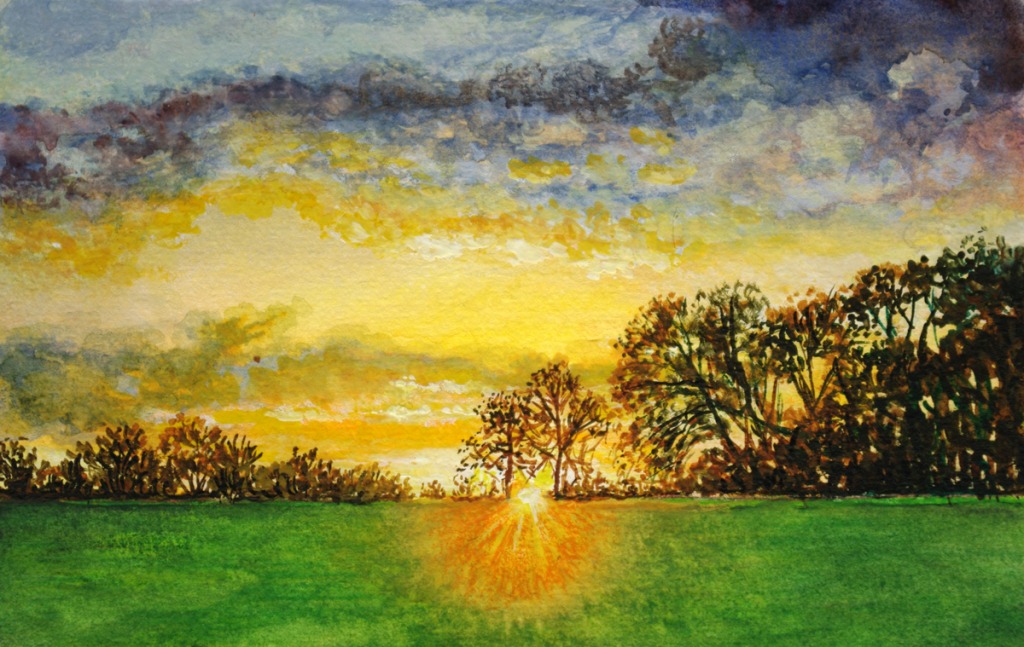 Watercolour Landscape jigsaw puzzle in Piece of Art puzzles on TheJigsawPuzzles.com