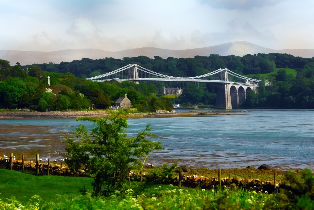 Menai Bridge, North Wales jigsaw puzzle in Bridges puzzles on TheJigsawPuzzles.com