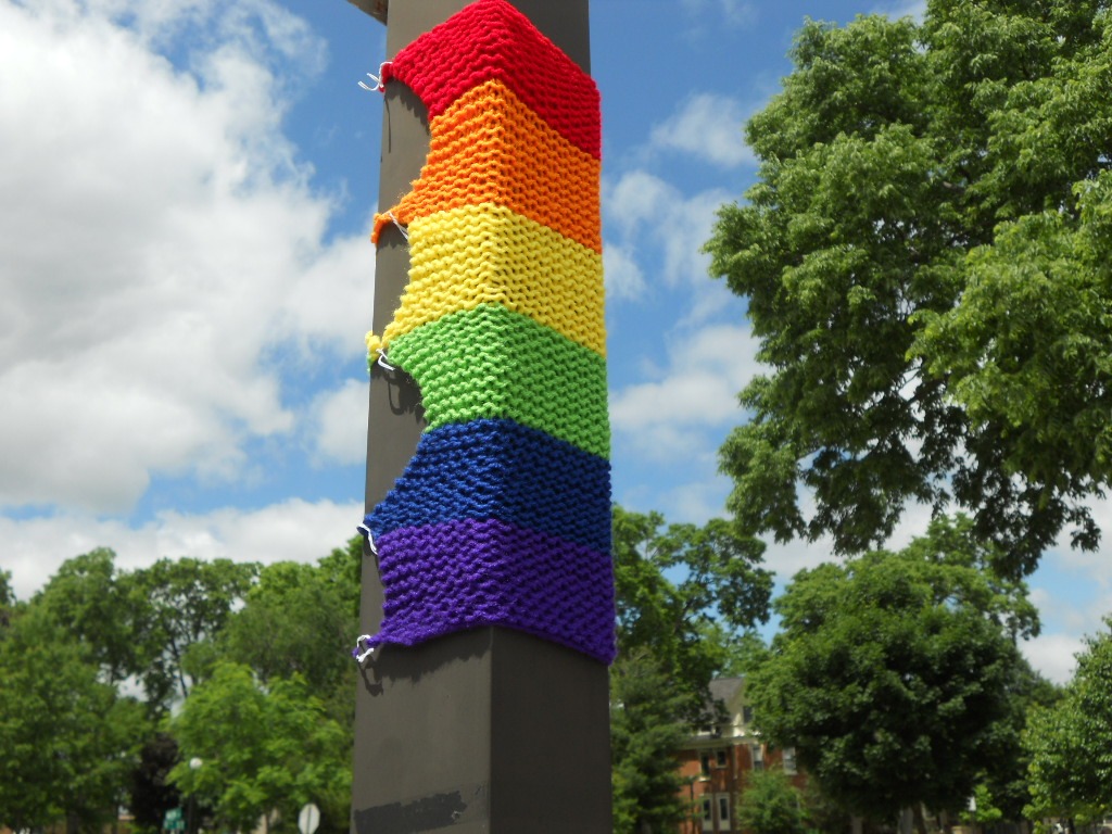 Signpost Yarnbomb jigsaw puzzle in Handmade puzzles on TheJigsawPuzzles.com