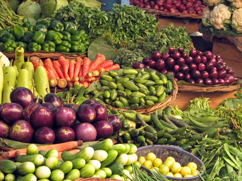 Vegetables for Sale in Bara Bazaar, India jigsaw puzzle in Fruits & Veggies puzzles on TheJigsawPuzzles.com