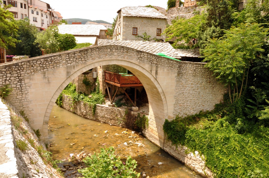 Crooked Bridge, Mostar, Bosnia jigsaw puzzle in Bridges puzzles on TheJigsawPuzzles.com