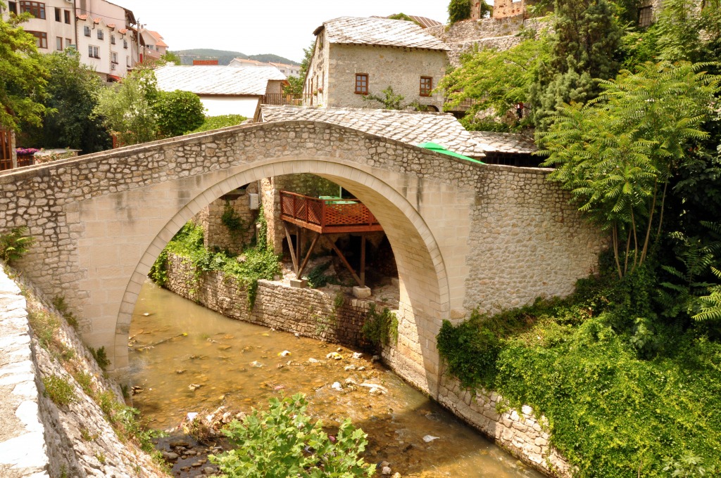 Crooked Bridge, Mostar, Bosnia jigsaw puzzle in Bridges puzzles on TheJigsawPuzzles.com