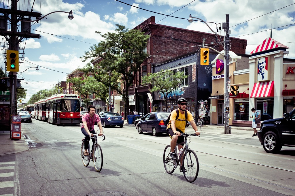 Bikers on Queen St, Toronto jigsaw puzzle in Street View puzzles on TheJigsawPuzzles.com