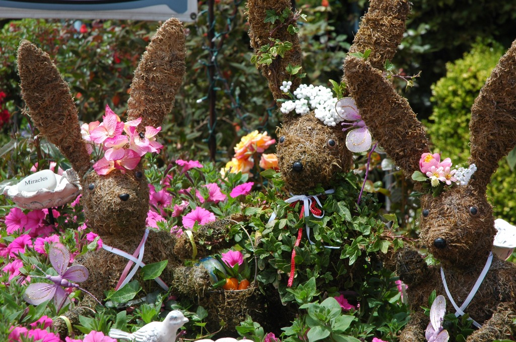 Garden Bunnies with Floral Headdresses jigsaw puzzle in Flowers puzzles on TheJigsawPuzzles.com