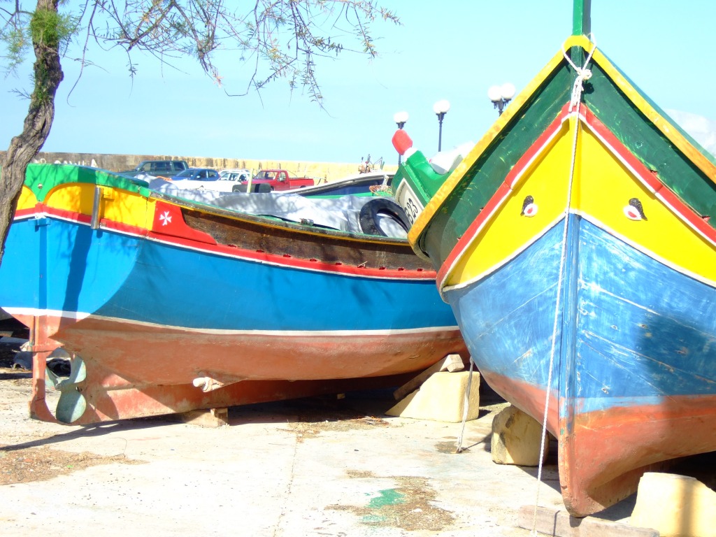 Maltese Fishing Boats jigsaw puzzle in Puzzle of the Day puzzles on TheJigsawPuzzles.com