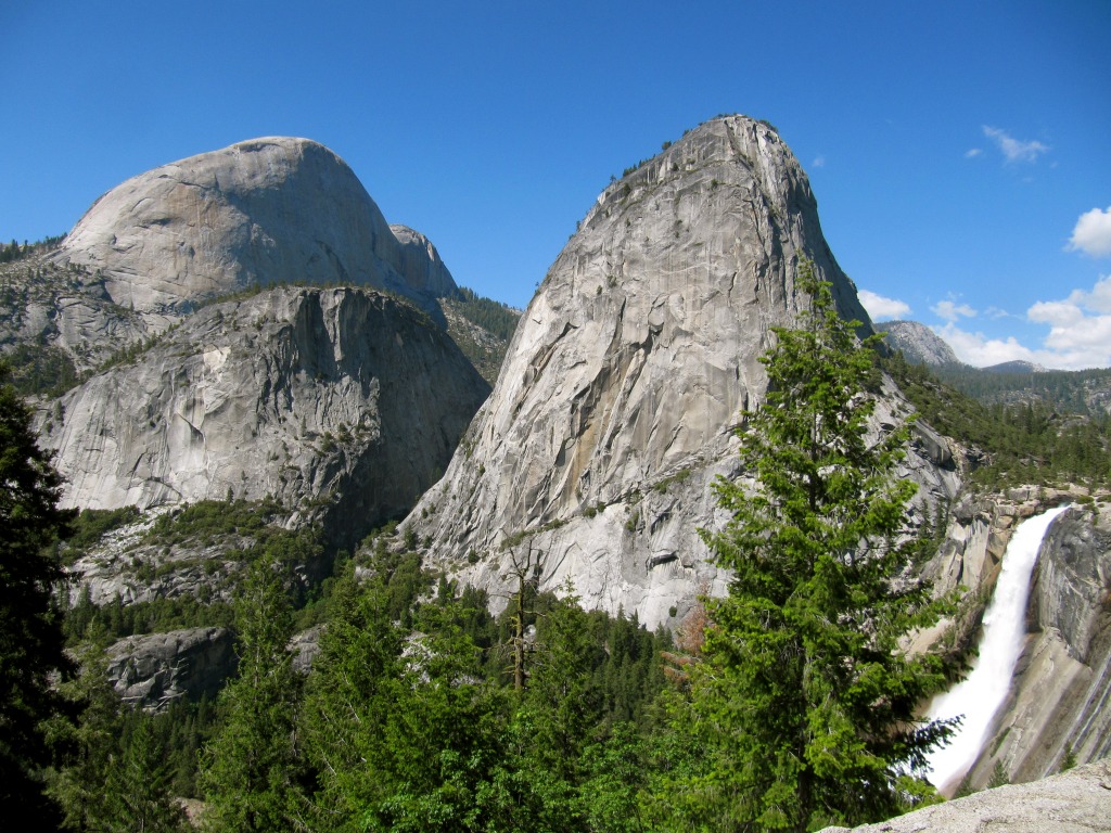 Half Dome, Liberty Cap and Nevada Falls jigsaw puzzle in Waterfalls puzzles on TheJigsawPuzzles.com
