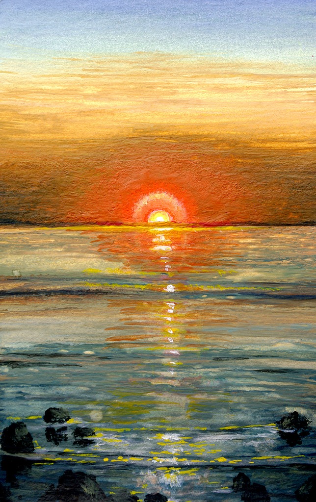 Watercolor Sunset jigsaw puzzle in Piece of Art puzzles on TheJigsawPuzzles.com