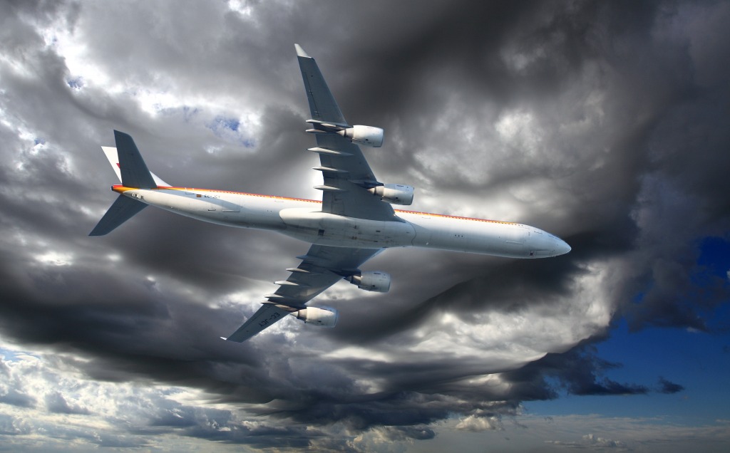 Airbus A340-642 Cruising the Sky jigsaw puzzle in Aviation puzzles on TheJigsawPuzzles.com