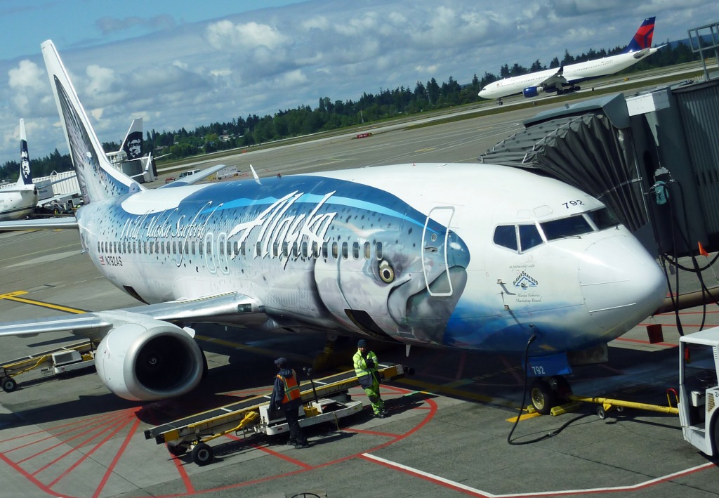 Alaska Airlines' Wild Alaskan Salmon 737 jigsaw puzzle in Aviation puzzles on TheJigsawPuzzles.com