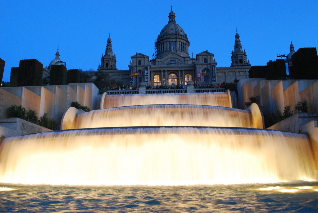 In front of Palau Nacional, Barcelona jigsaw puzzle in Waterfalls puzzles on TheJigsawPuzzles.com