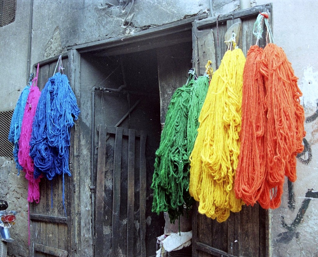 Yarns outside a Shop in Marrakech, Morocco jigsaw puzzle in Handmade puzzles on TheJigsawPuzzles.com