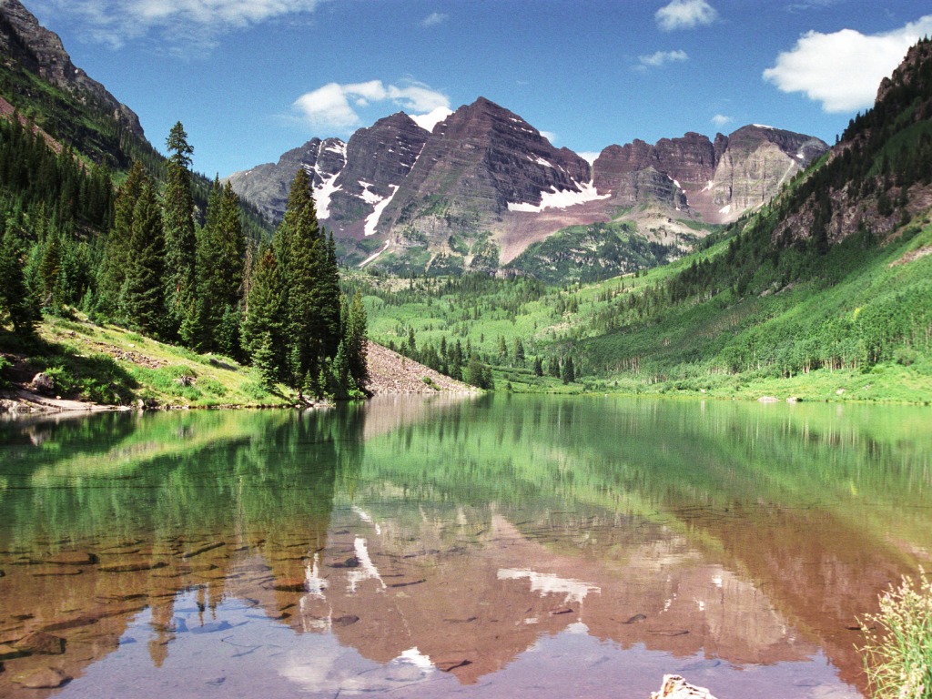 Maroon Bells from Maroon Lake jigsaw puzzle in Great Sightings puzzles on TheJigsawPuzzles.com