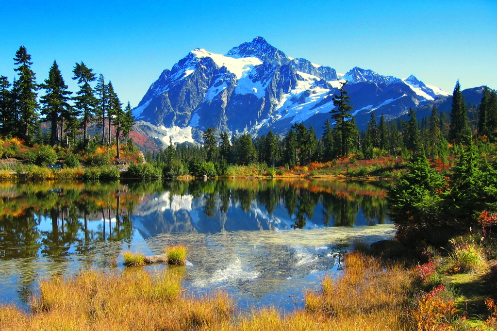 Mount Shuksan, Picture Lake jigsaw puzzle in Great Sightings puzzles on TheJigsawPuzzles.com