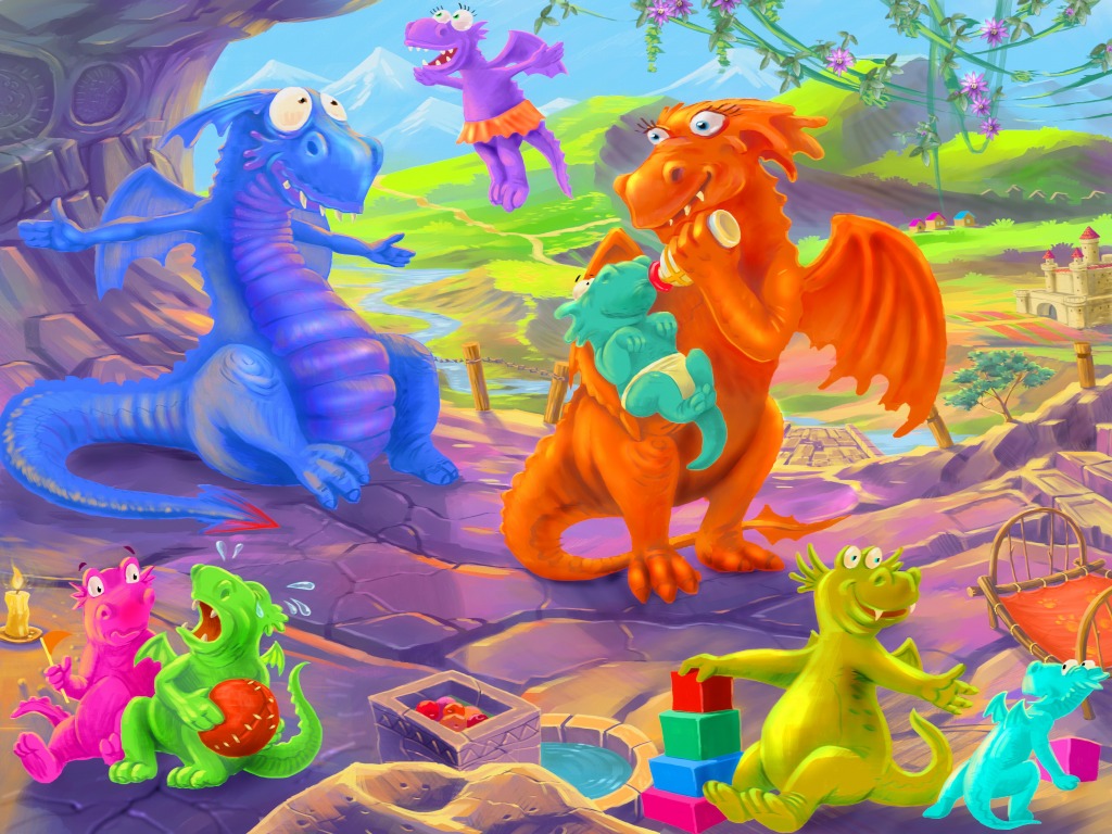 Dragon Family jigsaw puzzle in Kids Puzzles puzzles on TheJigsawPuzzles.com