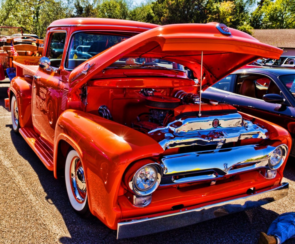 Orange Ford F100 Pickup jigsaw puzzle in Cars & Bikes puzzles on TheJigsawPuzzles.com