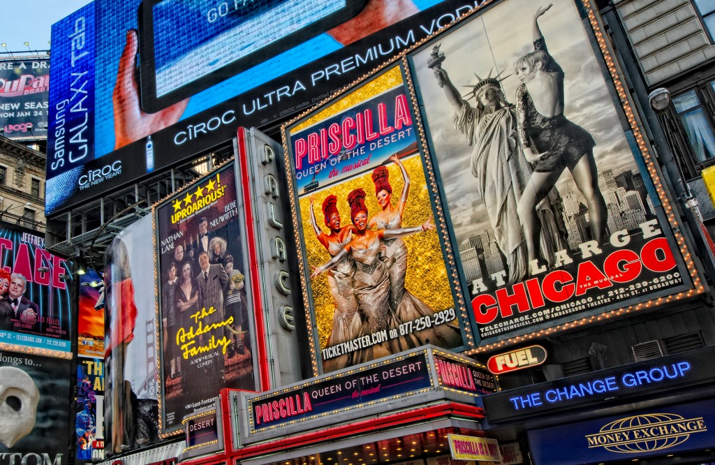 Theater Billboards in Times Square jigsaw puzzle in Street View puzzles on TheJigsawPuzzles.com