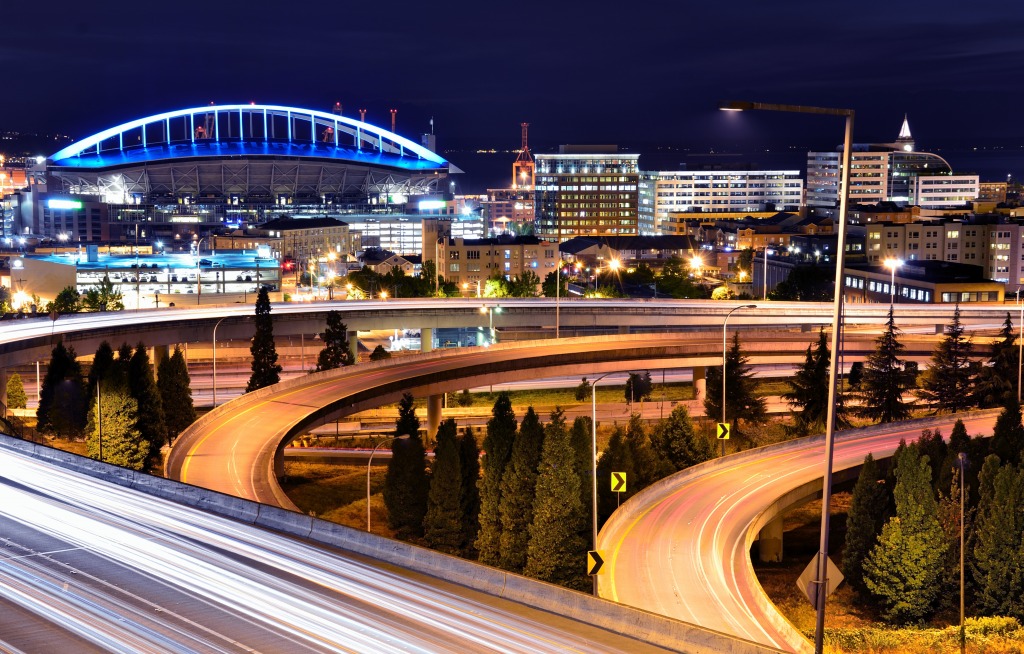 Night in Seattle jigsaw puzzle in Street View puzzles on TheJigsawPuzzles.com