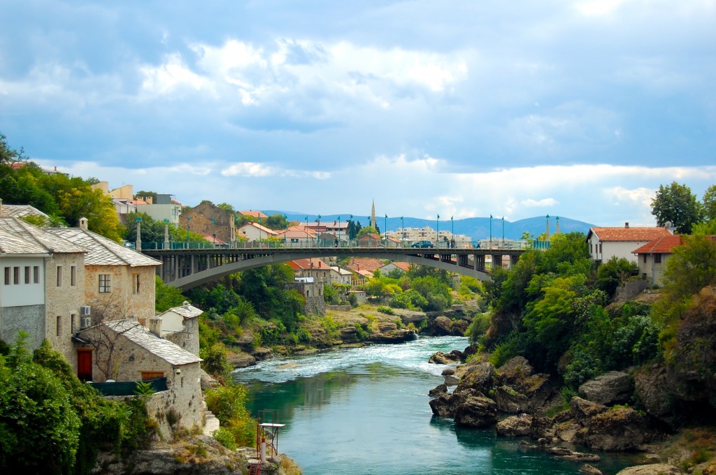 View From Stari Most jigsaw puzzle in Bridges puzzles on TheJigsawPuzzles.com