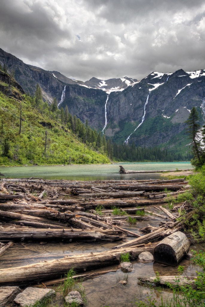 Avalanche Lake, Glacier National Park jigsaw puzzle in Waterfalls puzzles on TheJigsawPuzzles.com