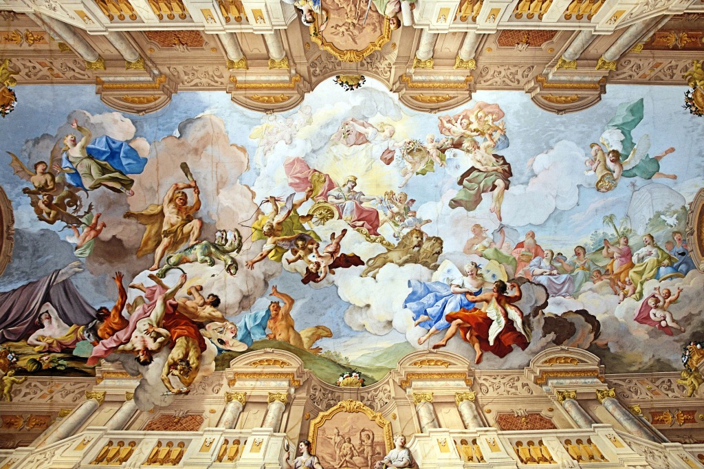 Ceiling Painting, Melk Abbey, Austria jigsaw puzzle in Piece of Art puzzles on TheJigsawPuzzles.com