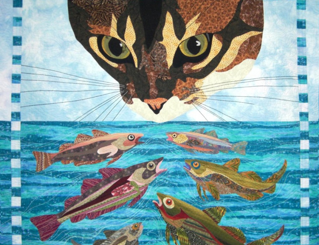 Cat and Fish Quilt jigsaw puzzle in Handmade puzzles on TheJigsawPuzzles.com