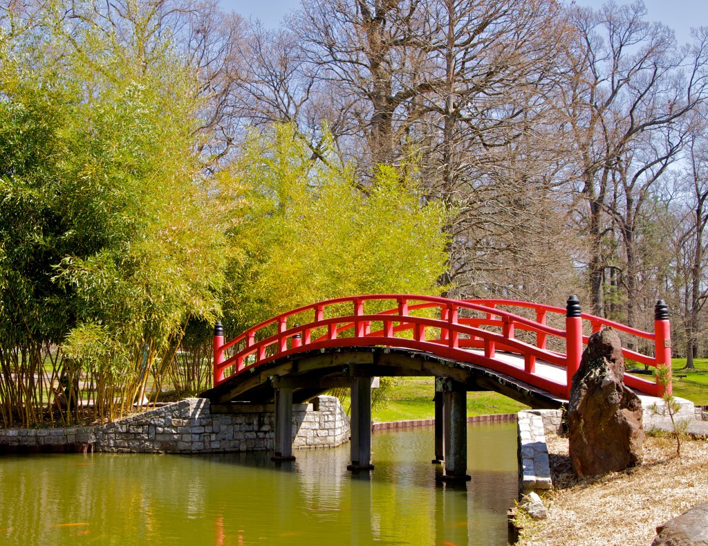 Japanese Bridge, Memphis Botanic Garden jigsaw puzzle in Bridges puzzles on TheJigsawPuzzles.com