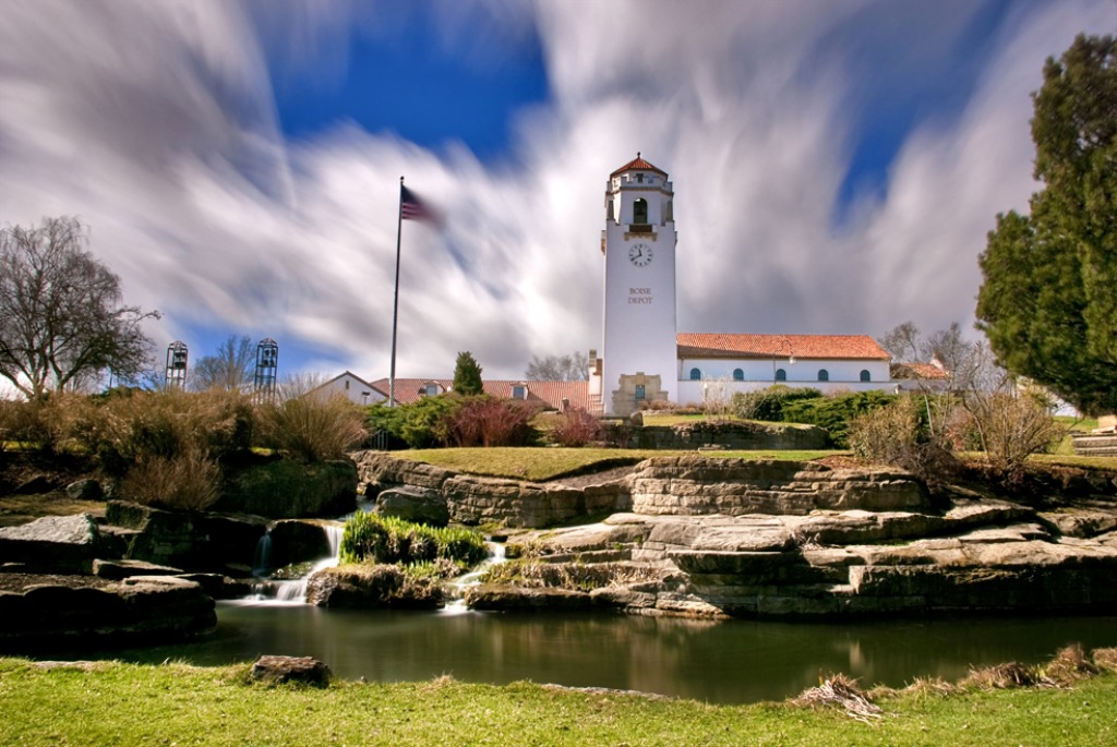Boise Train Depot and Clouds jigsaw puzzle in Street View puzzles on TheJigsawPuzzles.com