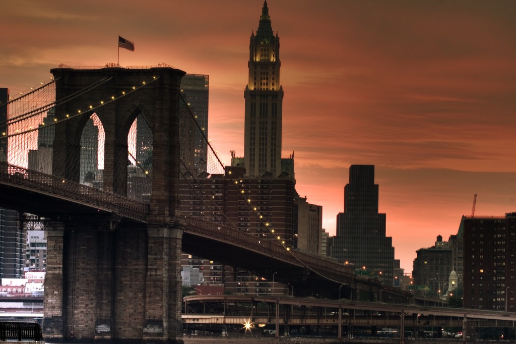 Brooklyn Bridge Sunset jigsaw puzzle in Bridges puzzles on TheJigsawPuzzles.com