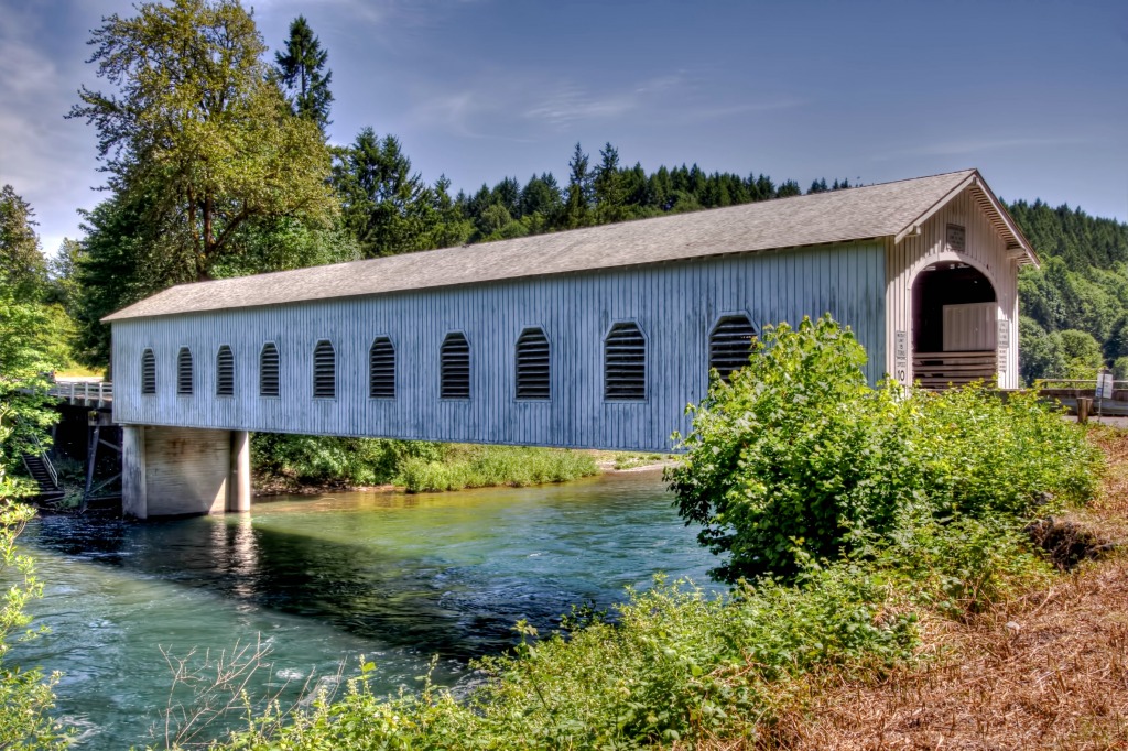 Goodpasture Bridge, Vida, OR jigsaw puzzle in Bridges puzzles on TheJigsawPuzzles.com