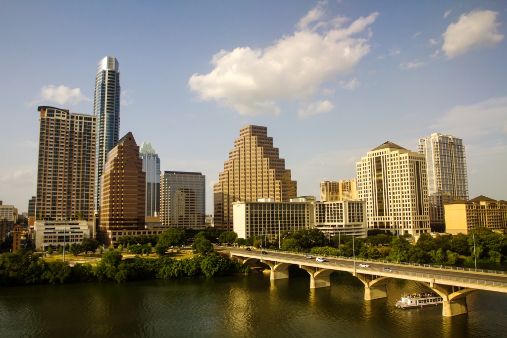 Austin Skyline & Congress Street Bridge jigsaw puzzle in Street View puzzles on TheJigsawPuzzles.com