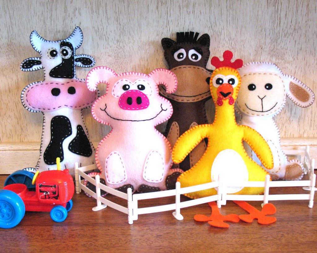 Farm Animal Plushies jigsaw puzzle in Handmade puzzles on TheJigsawPuzzles.com