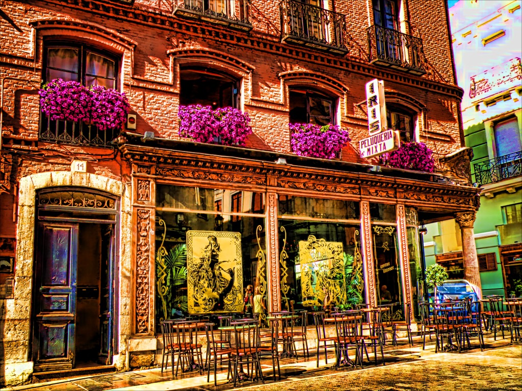 The Illustrated Café, Leon, Spain jigsaw puzzle in Puzzle of the Day puzzles on TheJigsawPuzzles.com