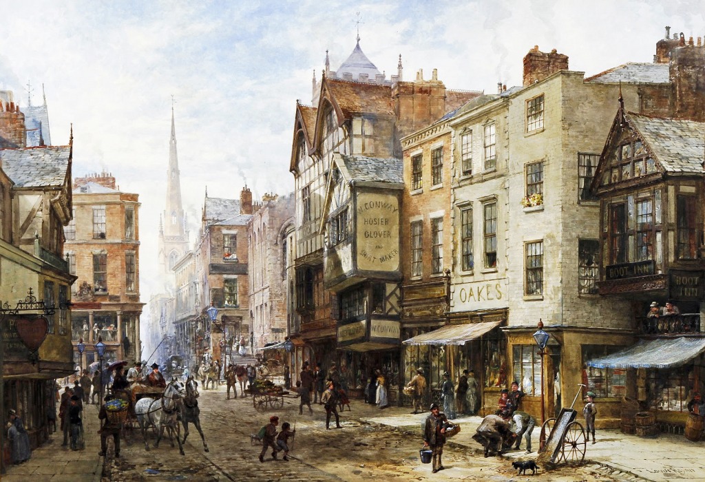 Chester, Looking towards Watergate Street jigsaw puzzle in Piece of Art puzzles on TheJigsawPuzzles.com