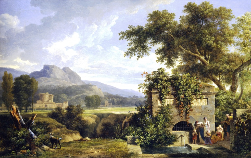 Classical Landscape with Figures by a Fountain jigsaw puzzle in Piece of Art puzzles on TheJigsawPuzzles.com
