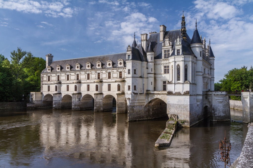 Chenonceau Castle on the Cher River, France jigsaw puzzle in Castles puzzles on TheJigsawPuzzles.com