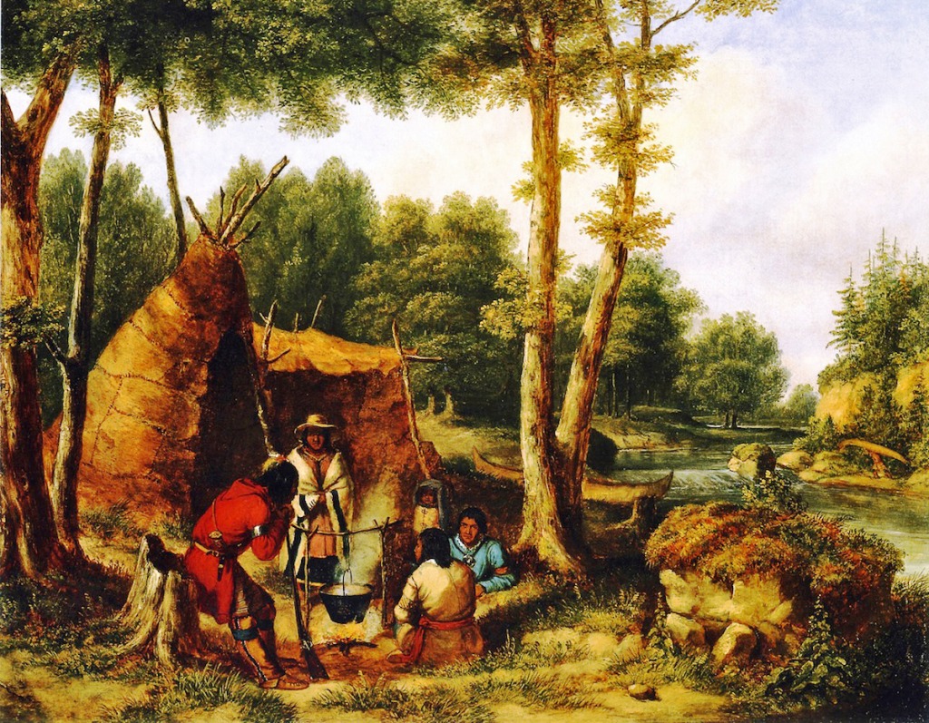 Indian Encampment by a River jigsaw puzzle in Piece of Art puzzles on TheJigsawPuzzles.com