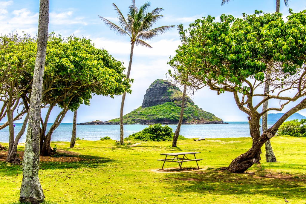View from Kualoa Beach Park, Hawaii jigsaw puzzle in Great Sightings puzzles on TheJigsawPuzzles.com