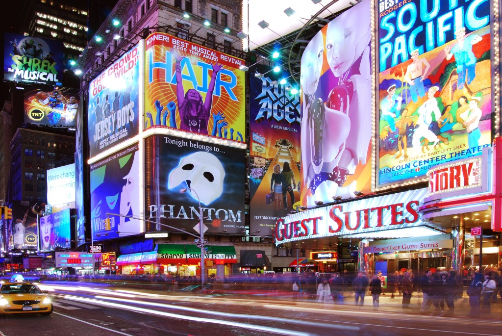 Broadway Show Billboards, Times Square, NYC jigsaw puzzle in Puzzle of the Day puzzles on TheJigsawPuzzles.com
