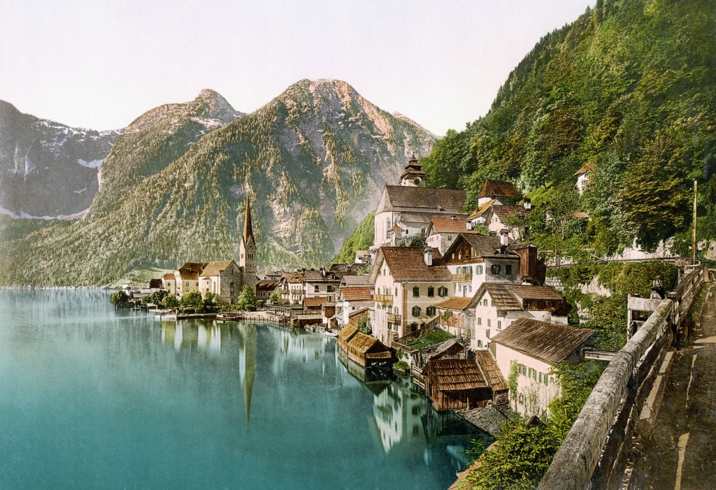 Hallstatt Village, Upper Austria, in 1900 jigsaw puzzle in Great Sightings puzzles on TheJigsawPuzzles.com