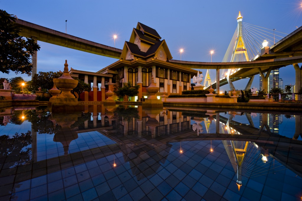 Saphan Bhumibol, Bangkok jigsaw puzzle in Bridges puzzles on TheJigsawPuzzles.com