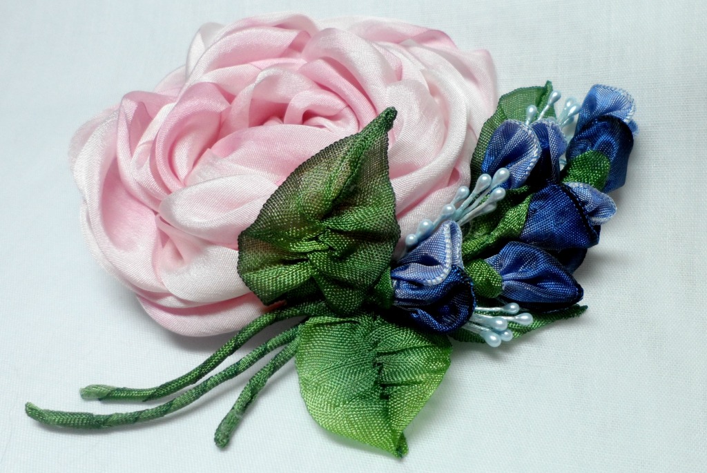 Silk Ribbon Rose jigsaw puzzle in Handmade puzzles on TheJigsawPuzzles.com