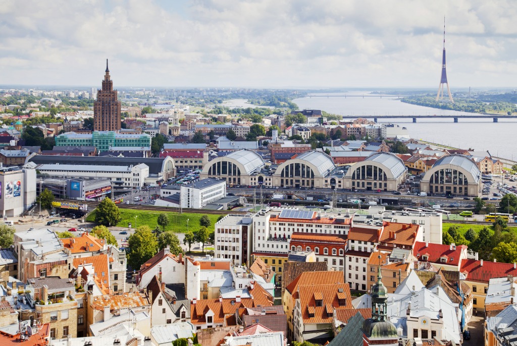 View of Riga from St. Peter's Church, Latvia jigsaw puzzle in Street View puzzles on TheJigsawPuzzles.com