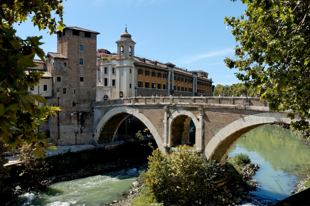 Ponte Fabricio, Rome, Italy jigsaw puzzle in Bridges puzzles on TheJigsawPuzzles.com