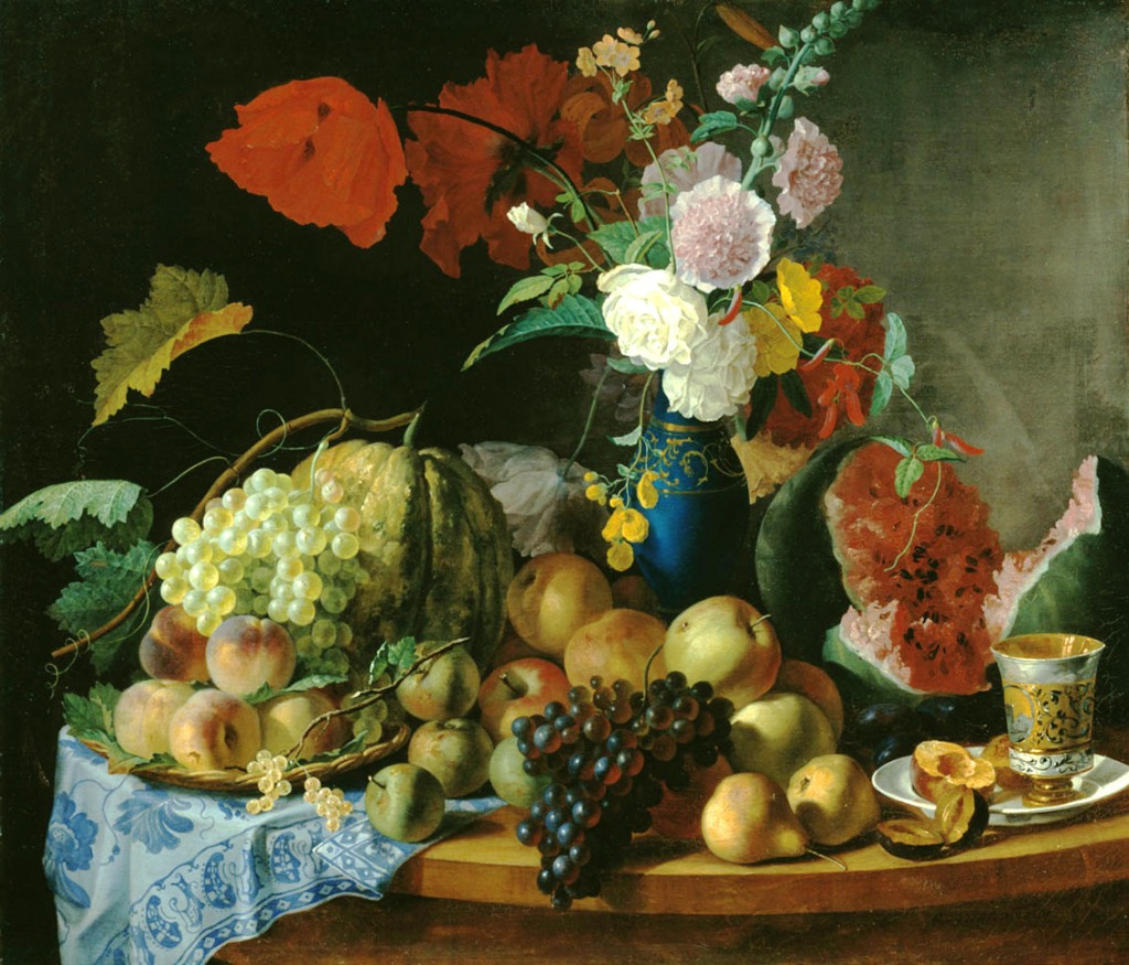 Still Life with Flowers and Fruits jigsaw puzzle in Piece of Art puzzles on TheJigsawPuzzles.com