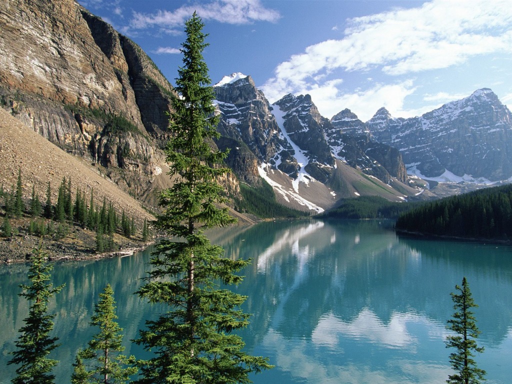 Wenkchemna Peaks and Moraine Lake jigsaw puzzle in Puzzle of the Day puzzles on TheJigsawPuzzles.com