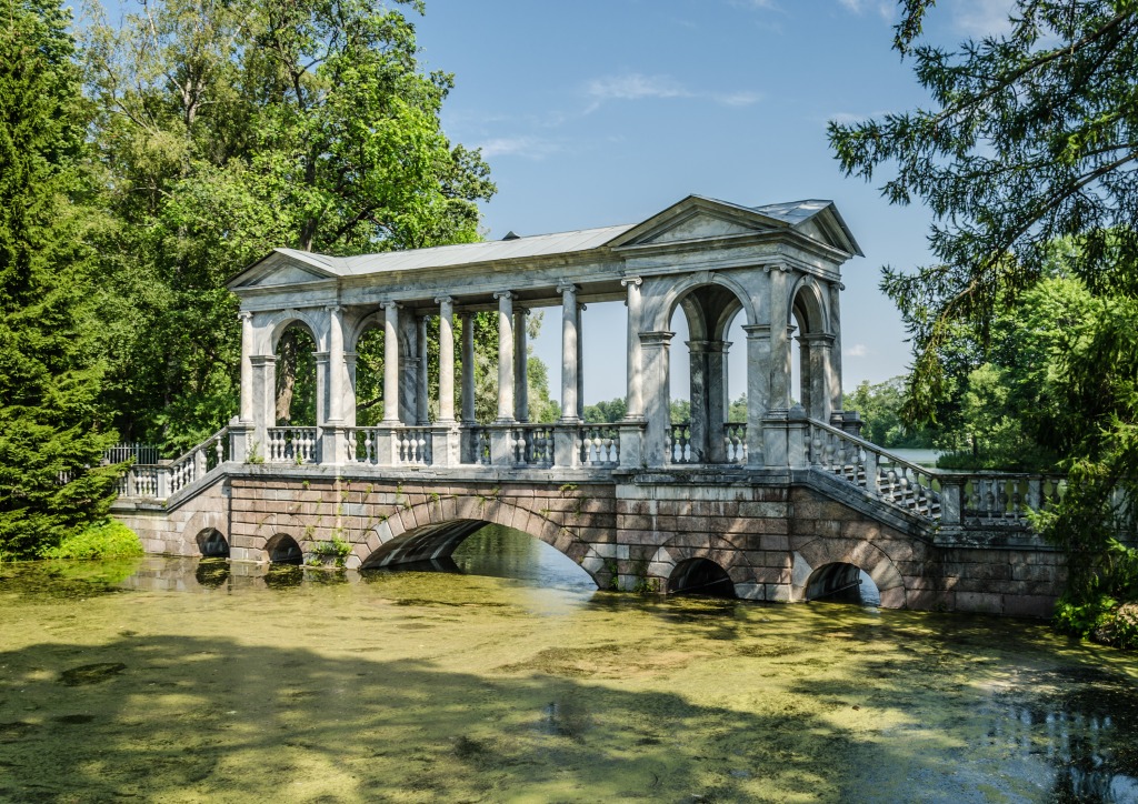 Marble Bridge in Catherine Park, St Petersburg jigsaw puzzle in Bridges puzzles on TheJigsawPuzzles.com