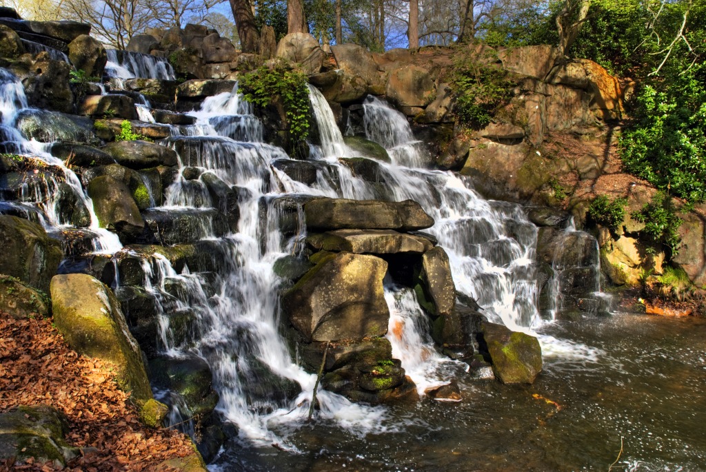 Waterfall, Virginia Water, England jigsaw puzzle in Waterfalls puzzles on TheJigsawPuzzles.com