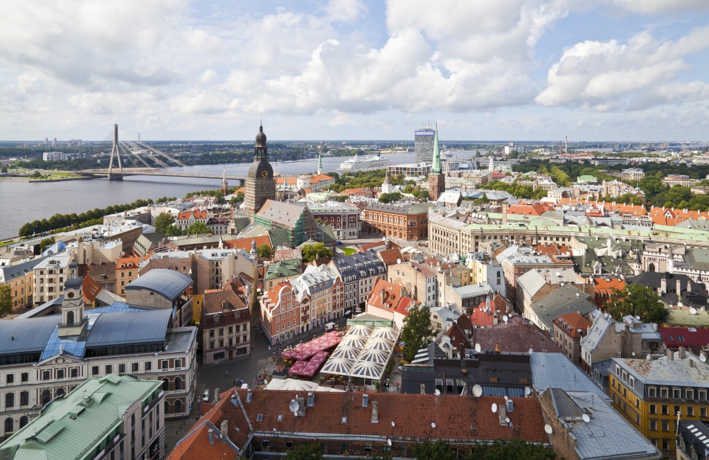 View of Riga from St. Peter's Church, Latvia jigsaw puzzle in Bridges puzzles on TheJigsawPuzzles.com